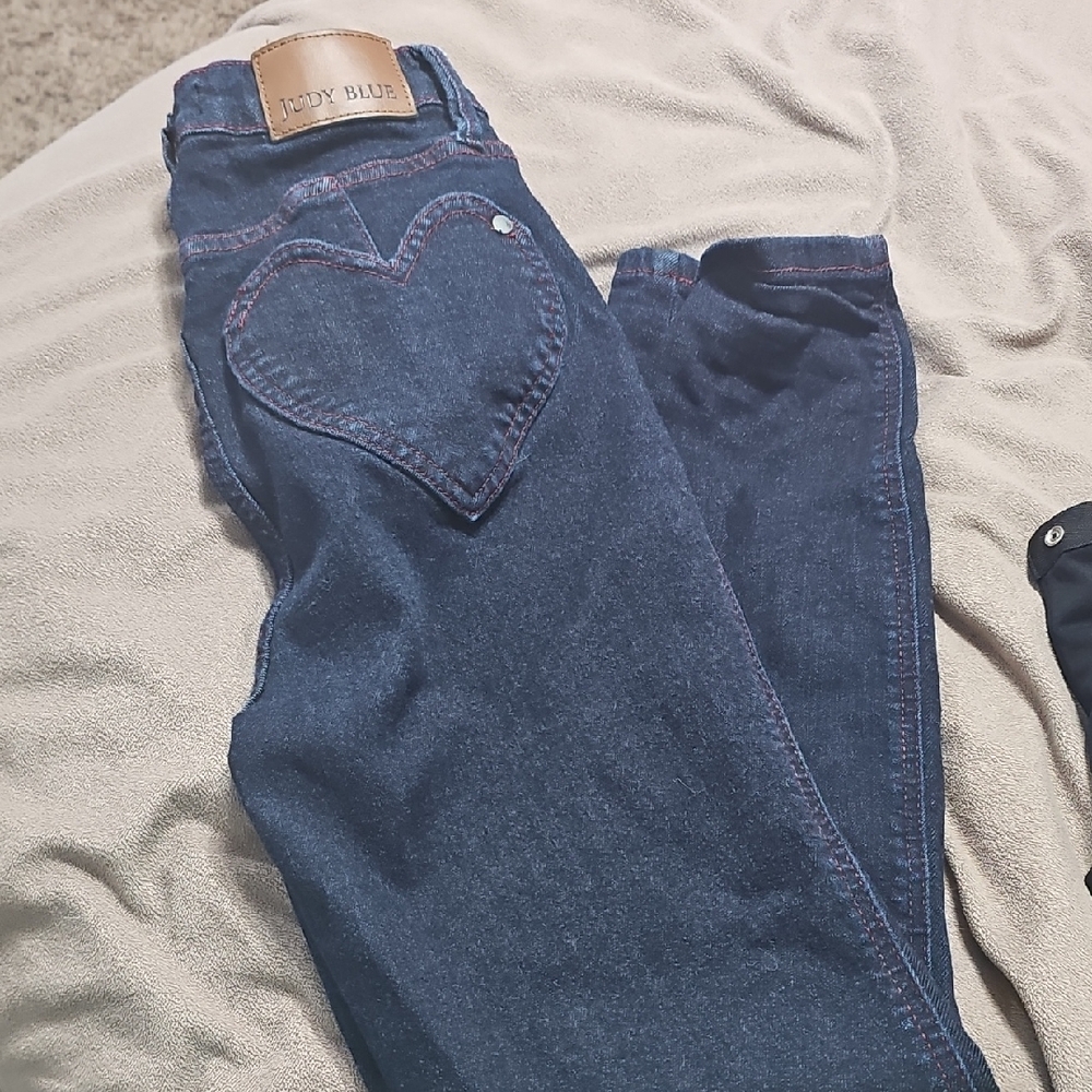 Judy Blue Dark Blue Heart Pocket Skinny Jeans